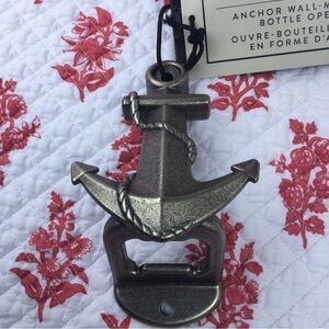 Williams Sonoma Coastal Anchor Bottle Opener Wall Mounted NWT